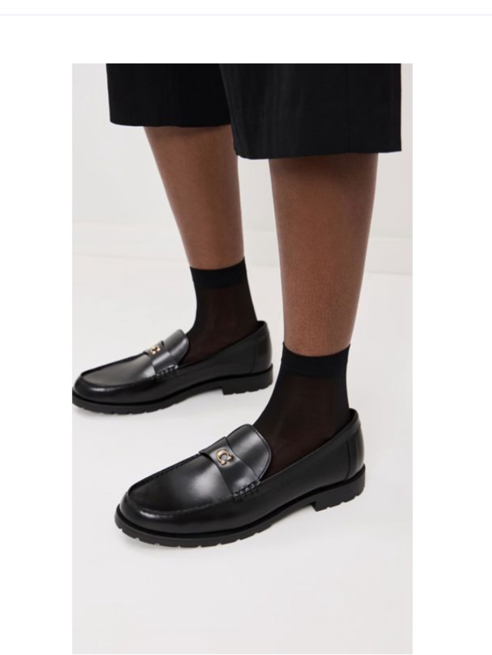 Coach women’s Black Leather Slip-On Loafers - Picture 1 of 3